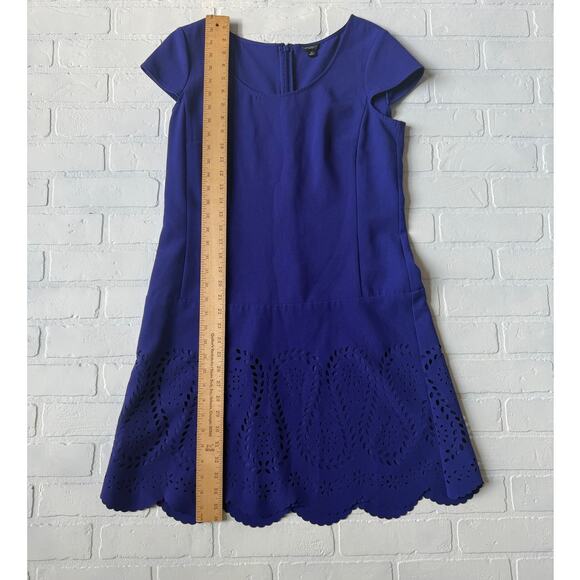 Ann Taylor Women's Purple Eyelet Pencil Short Sleeve Knee Length Dress sz 10 - Picture 5 of 5